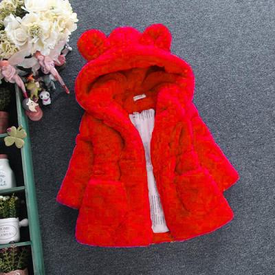 China QUICK DRY Winter Factory Sale Ears Hood Wool Children Cute Warm Pink Winter Jacket for sale