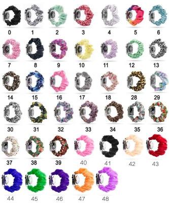 China Elastic Watch Scrunchie Bands Wholesale Customize Serape Sunflower Leopard Cowhide Elastic Scrunchies Watch Bands For Apple Bands for sale