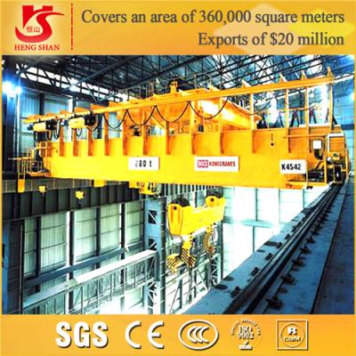 China Steel plant application QDY double girder bridge hook foundry crane for sale