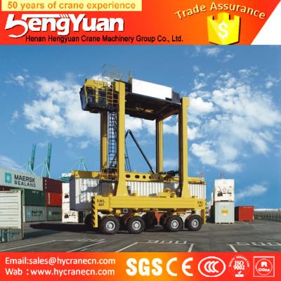 China 40t rubber tyre stacking container low profile Container gantry crane, staddle carrier for sale