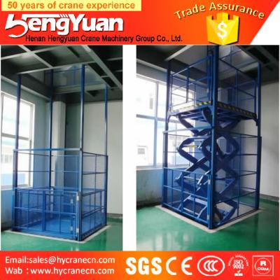 China guide rail chain lifting machine/guide rail chain stationany cargo lift table for sale