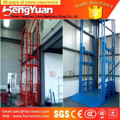 China 300kg-3000kg floor to upstairs guide rail chain hydraulic goods lifting platform for sale