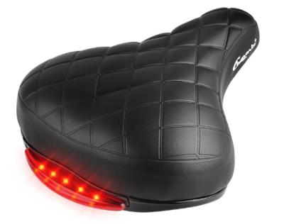 China Men Wholesale Bicycle Parts PVC Saddle Leather Bike Seat With Led Tail Light for sale