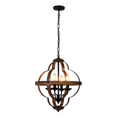 China Amazon 4 Modern Light Rectangular Pendant Lights Black And Wood Finish Chandeliers And Pendant Lights for sale