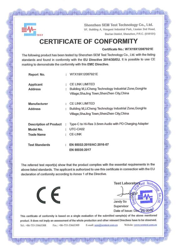 CE - Shenzhen Wanka Technology Co., Ltd.