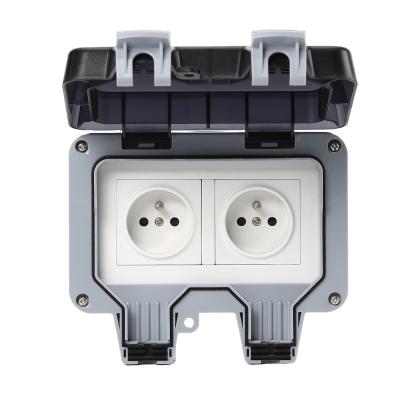 China Industrial Wall Socket Switch Socket Cover Floor Double Waterproof IP66 Waterproof Outdoor French Type MP22-F for sale