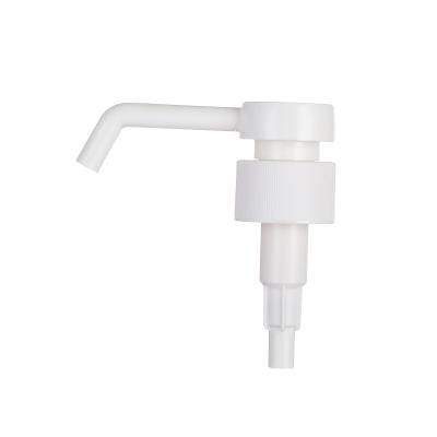 China Spill No No Spill Lotion Pump 28/410 33/410 2CC Ribbed Plastic Lotion Pump With Long Nozzle for sale