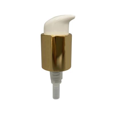 China Non Spill Aluminum 20mm 22mm Treatment Pump Left Right Hand Locked 24mm Cream Pump In Gold for sale