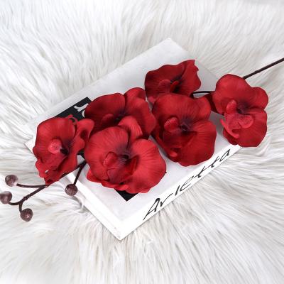 China Wholesale Events Decoration VF-045 Wedding Decor Home Orchid Plants Artificial Butterfly Flowers 6 Heads Home Orchid Orchid Flowers for sale