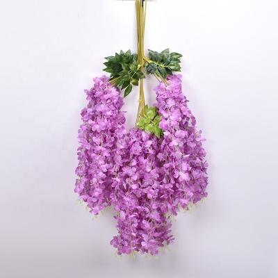 China Wholesale Silk+plastic VFL-013 Wedding Arch Hanging Decorative Faux Flower Wisteria Garland Vine Silk Artificial Flower for sale