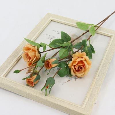 China High Quality Single 3D Artificial Silk+Plastic Silk Rose VFL-041 4 Heads For Decorative Wedding Wedding Home Flower Blossoms for sale