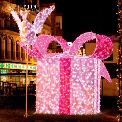 China Commercial Use Customizable Colorful Gift Box Led Outdoor Holiday Light Pattern Light Christmas Decoration for sale