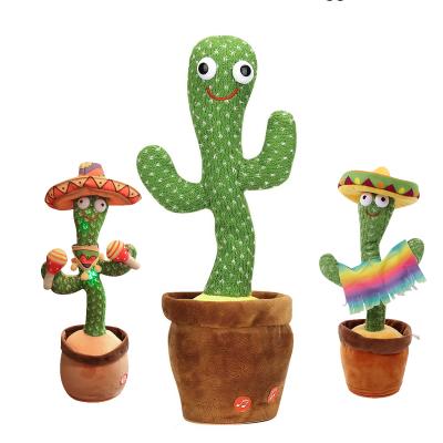 China Hot Selling Amazon Singing Dancing Recording Saxophone Cactus Plush Luminous Toys Recording Toy Multilingual Electric Dancing Cactus for sale