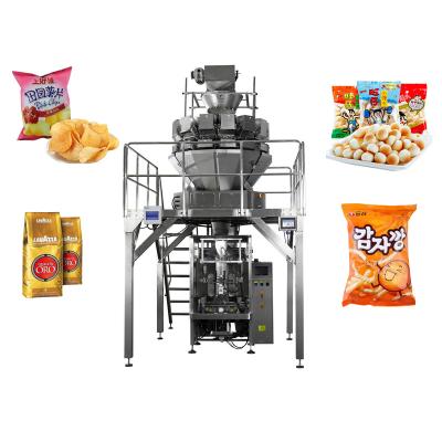 China Automatic Food Snacks Weighing Food Chips And Packing System Vertical Pillow Bag Packing Machine for sale