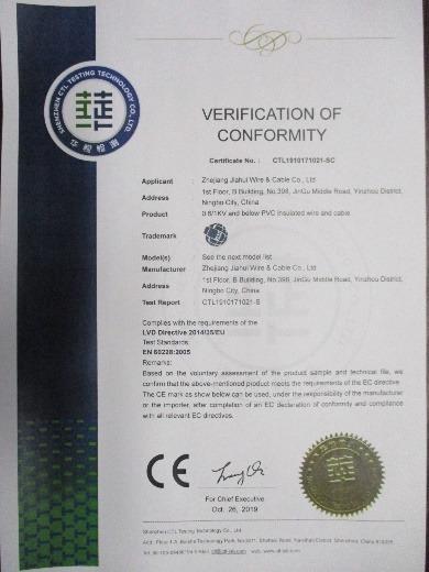 CE - Zhejiang Jiahui Wire & Cable Co., Ltd.