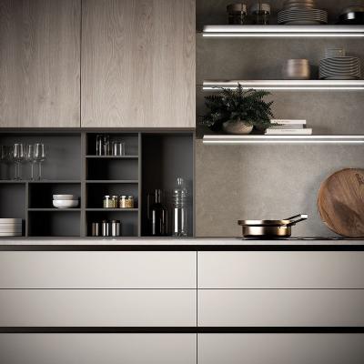 China Durable Angel Grace Furniture Modern Kitchen Cabinets Gray Glossy Cheap Price Wooden Cabinets Kitchen cabinet luxury for sale