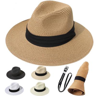 China Comfortable Wholesale Fashion Summer High Quality Women Braided Sun Hats Removable Panama Straw Hat for sale