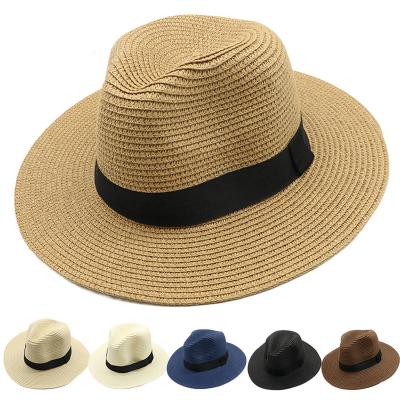 China Wholesale Custom Image Logo Womens Mens Summer Panama Straw Hat Ultraviolet Proof Travel Fishing Beach Sun Hats for sale