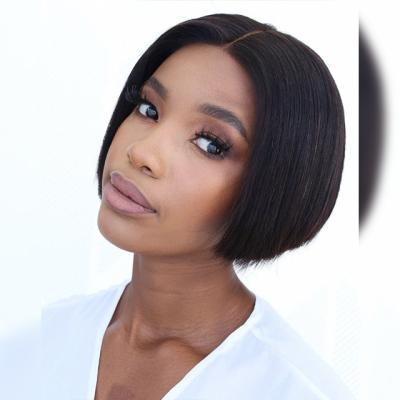 China BOB 13x4 hd 12inch pencil wig human ful lace up natural color short lead wigs hair lace for black woman for sale