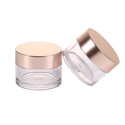 China High Quality 15ml 20ml Cosmetic Clear Cream Jars Plastic Round Frosted Rose Gold Lid Cosmetic Empty Cream Jars Packaging for sale