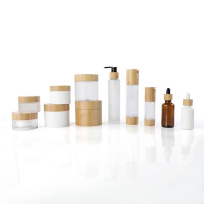 China 10g Cosmetic Packaging Customized Container Small Bamboo Jar 20g Eco-friendly Cosmetic Packaging PP Plastic Bottles With Screw Lids For Lip Scrub for sale