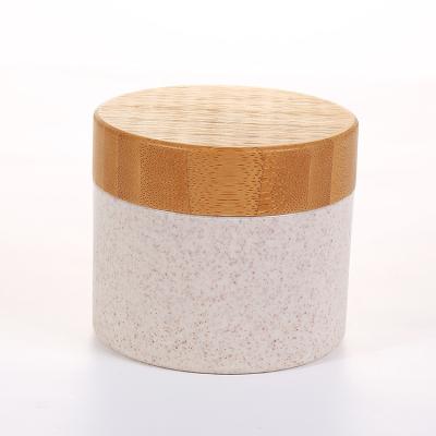 China Wholesale Customizable Personal Skin Care Packaging 250g Wheat Straw Container Environmental Friendly Cosmetic Jars With Bamboo Lids for sale