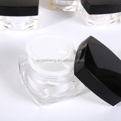 China Exquisite Appearance Empty Acrylic Square Jar 5g Square Cosmetic Acrylic Jar Wholesale Black Color for sale