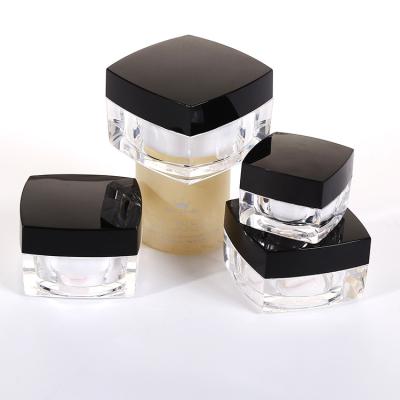 China Custom Hot Sale 5ml 10ml 15ml 30ml 50ml High End Clear Square Clear Square Bottle Safety Leak Proof Empty Acrylic Jar for sale