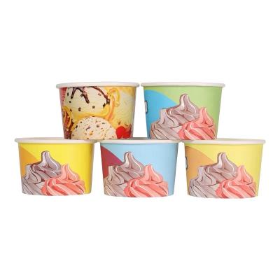 China Food Logo Printing Ice Cream Cups Custom Disposable With Single Wall Dome Lid for sale