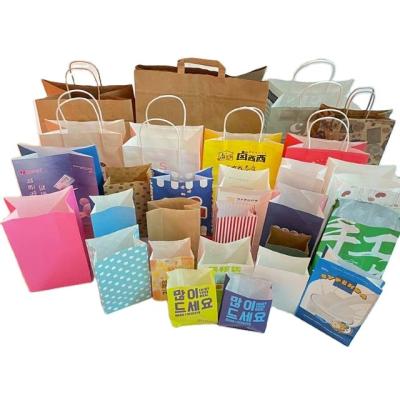 China Top Selling Disposable Cheap Recycled Custom Paper Bag Logo Printed Grocery Shopping Packaging Brown for sale