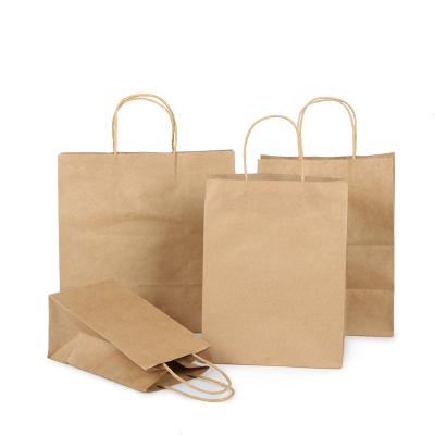 China Disposable Paper Bags Package Good Quality Kraft Paper Handle Shopping Carrier Gift Twisted Bags for sale