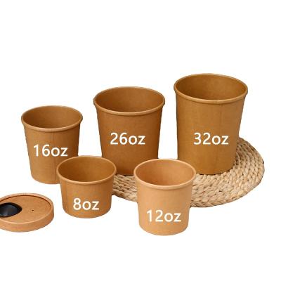 China 8oz 12oz 16oz 26oz 32oz Disposable Soup Cup Oatmeal Kraft Paper Bowl for sale