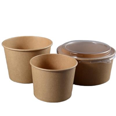 China Food Grade Disposable Eco Friendly Customized Logo Printing Kraft Paper Bowl Salad Bowl for sale