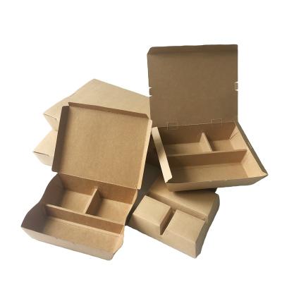 China Biodegradable Wholesale Paper Box Eco Friendly Paper Take Out Containers 3 Compartment Disposable Paper Box for sale