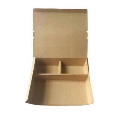 China Customized Biodegradable Kraft Paper Disposable Food Packaging , 3 Component Take Away Food Container 1200ml for sale