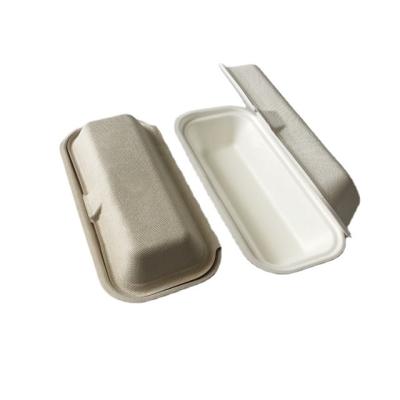 China Eco Compostable Disposable Take Away Food Containers Bagasse Hot Dog Disposable Container for sale