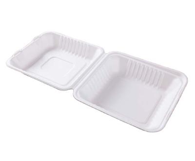 China Disposable Bagasse Pulp Customized Biodegradable Disposable Sugar Cane Food Packing Compartment Food Container Clamshell 1 for sale