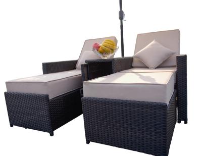 China 3pcs Outdoor Functional Sun Rattan Chair Outdoor Functional Sun Rattan Sofa Garden Wicker Convertible for sale