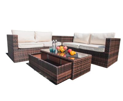 China Rattan Garden 4pcs Corner Sofa Set Rattan Outdoor Corner Luxury Sofa With Storage for sale