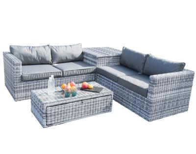 China New Luxury 4pcs Outdoor Furniture Rattan Sectional Sofa Patio Corner Sofa Set With Storage for sale