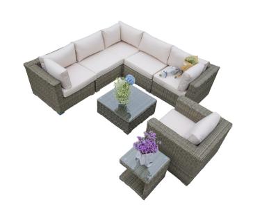 China Modular Rattan Furniture Corner Sofa Patio Corner Sofa Set Outdoor Luxury Rattan Sectional Garden Sofa Set for sale