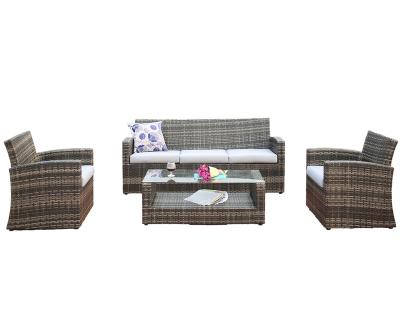 China Luxury Outdoor Rattan Sofa Patio Set Rattan Garden Sofa Set Furniture 4pcs for sale