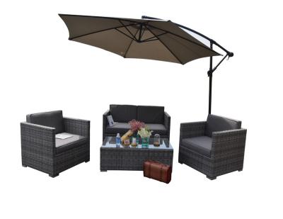 China Luxury Modern Hotel 4pcs PE Rattan Sofa Set For Garden And Outdoor Furniture for sale