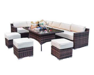 China Luxury Corner Sofa Outdoor Sofa Dining Set Rattan Modular Sectional Rattan Outdoor Sofa for sale