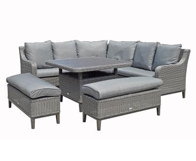 China Luxury High Quality Rattan Outdoor Corner Sofa Dining Set for Garden and Patio Use for sale