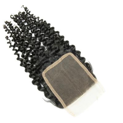 China Swiss Curly 4x4 Human Hair Lace Closure No Tangling  , High Density for sale