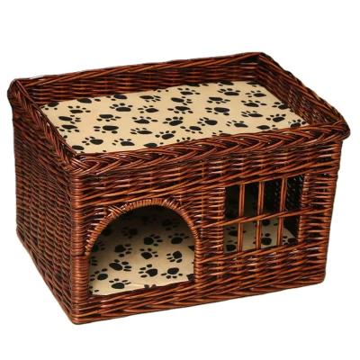 China Luxury Pet Style Pet Beds Rattan Nest Viable Wicker Indoor Outdoor Natural Material Cat Nest for sale