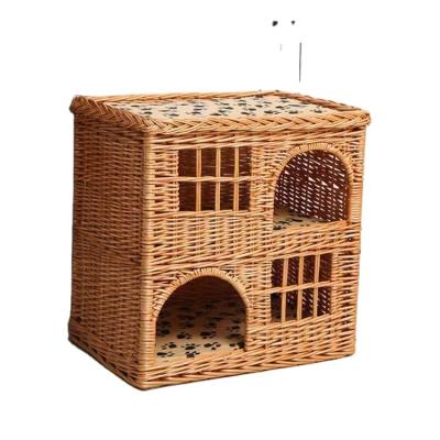 China Factory Price New Design Rattan Wicker Pet Nest Bed Sustainable Cat Bed Calming Cat Dog Bed for sale