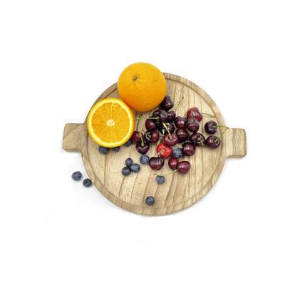 China Sustainable Wooden Round Serving Trays Bread Dishes For Fruit Salad Tray Food Dish Vegetables for sale