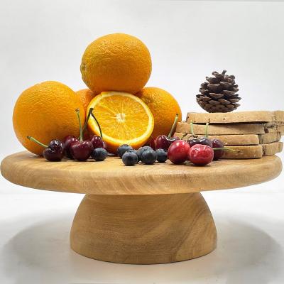 China New Style Food Display Sustainable Natural Wooden Cake Stand Wooden Tableware For Restaurant And Desert Store for sale